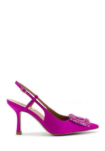 Scarpa con tacco in raso fucsia BIBI LOU