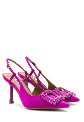 Scarpa con tacco in raso fucsia BIBI LOU