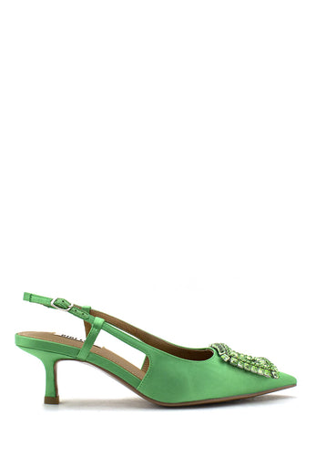 Scarpa con tacco in raso verde BIBI LOU