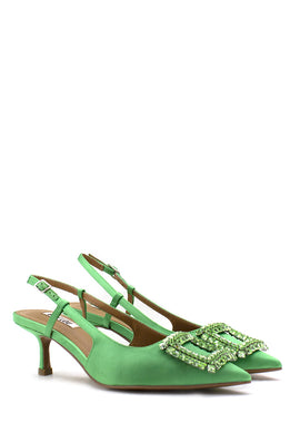 Scarpa con tacco in raso verde BIBI LOU