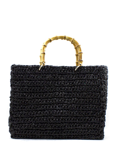 Shopper Luna in rafia nera Chica