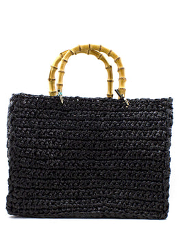 Shopper Luna in rafia nera Chica
