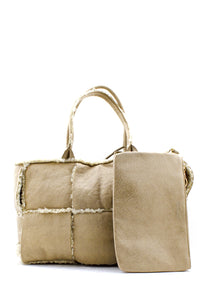 aaaaaShopping Bag Teddy reversibile beige Mia Bag