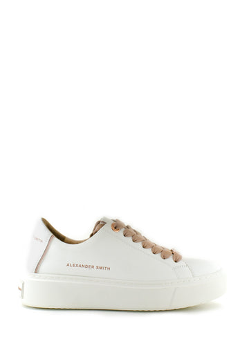 Sneaker bianca con lacci oro rosa Alexander Smith
