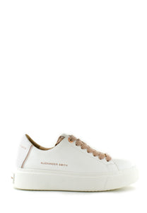 aaaaaSneaker bianca con lacci oro rosa Alexander Smith