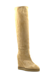 aaaaaStivale beige con zeppa Bianca Di