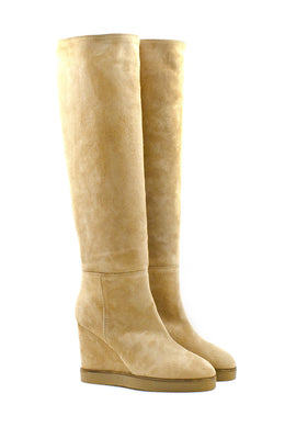 Stivale beige con zeppa Bianca Di