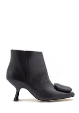 Tronchetto pelle nera con accessorio Valini Roma