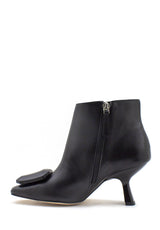 Tronchetto pelle nera con accessorio Valini Roma