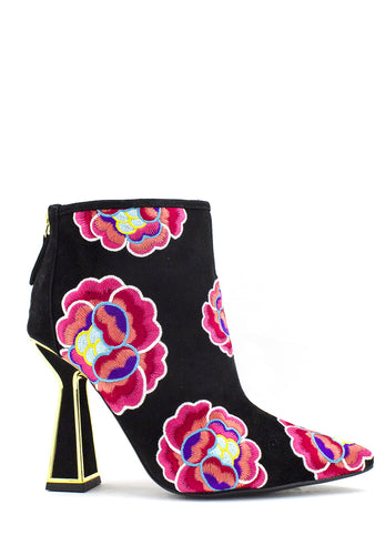Tronchetto Lucie nero con fiori Kat Maconie