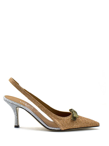 Scarpa con tacco a punta glitter bronzo Valini Roma